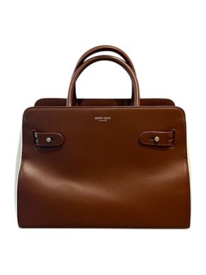 Giorgio Armani Brown leather & natural canvas tote bag