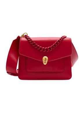 Bvlgari Red leather Serpenti Forever Chain Strap Bag