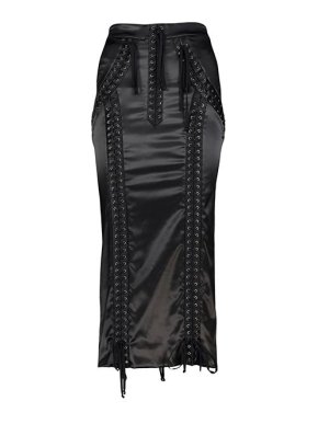 Dolce & Gabbana Black silk satin corset skirt