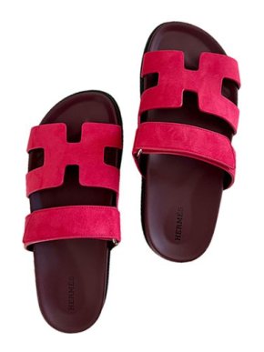 Hermes Rose Framboise suede Chypre  sandals
