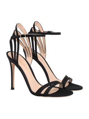 Gianvito Rossi Black Satin Freesia Sandals