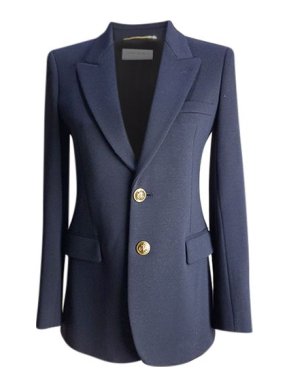 Saint Laurent Navy Single Breasted Tailored Jacket