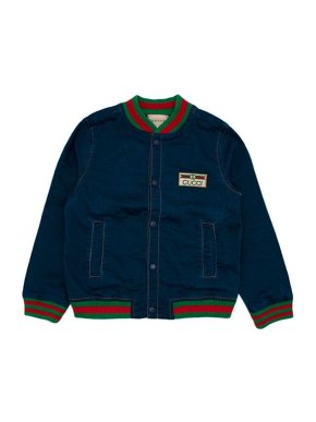 Gucci Dark denim webbings bomber jacket