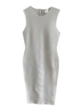 Victoria Beckham White Fitted Knit Sleeveless Dress