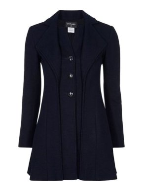 Chanel Blue Cotton Tweed Coat