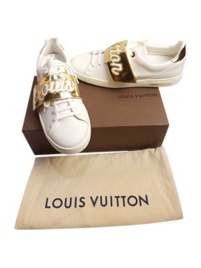 Louis Vuitton White & Gold Frontrow Sneakers
