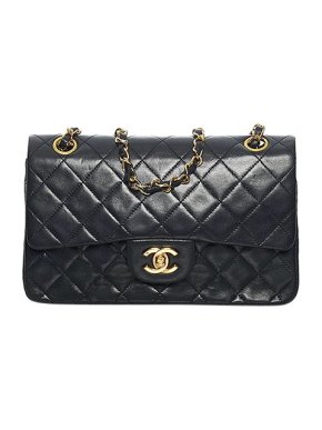 Chanel Black lambskin leather quilted small Double Flap bag