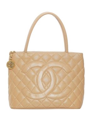 Chanel Beige leather quilted Medallion tote bag