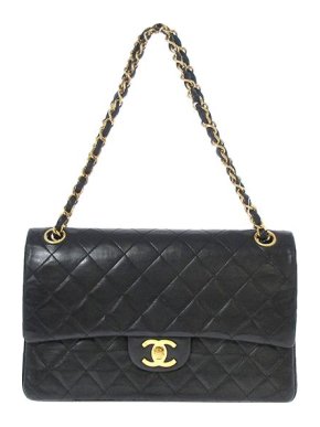 Chanel Black lambskin leather quilted medium Double Flap bag