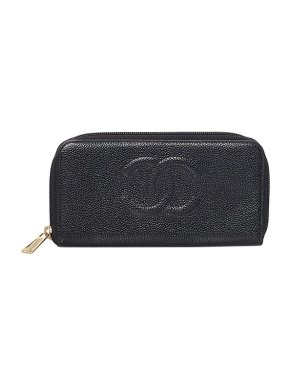 Chanel Black Caviar leather CC long wallet