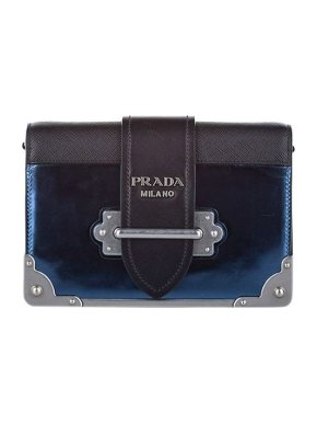 Prada Metallic blue leather Cahier bag