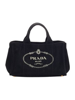 Prada Black Canvas Canapa Logo Tote Bag