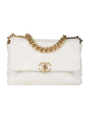 Chanel White lambskin leather quilted 19 bag