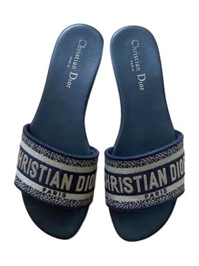 Dior Navy & white logo canvas slides