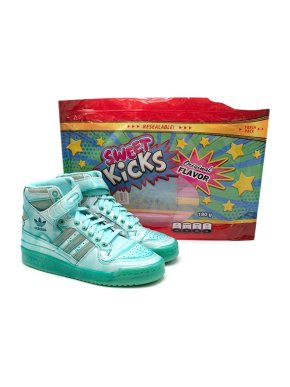 Adidas Originals x Jeremy Scott turquoise coated Supcol Forum high dipped trainers