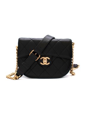 Chanel Black Lambskin Mini Messenger Bag