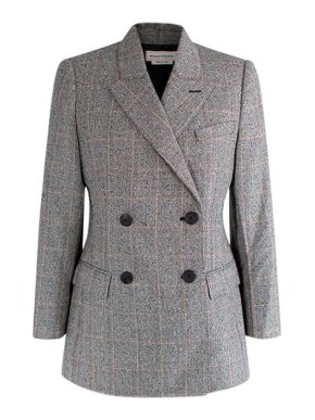 Alexander McQueen Grey Prince of Wales check wool blazer