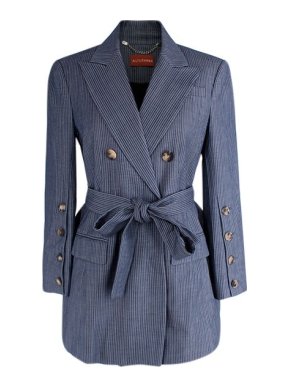 Altuzarra Navy striped wool-blend double-breasted jacket