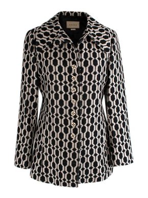 Gucci Black & white geometric intarsia knit jacket
