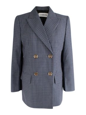 Lanvin Blue checkered wool longline blazer