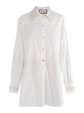 Gucci Ivory Shirt with Crochet Collar