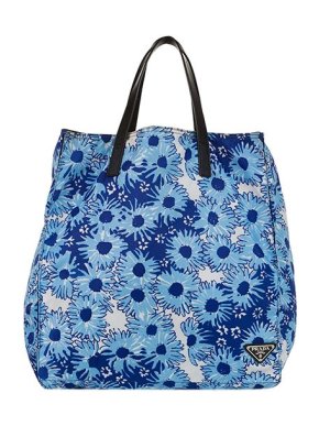 Prada Blue floral nylon Tessuto Stampato tote bag