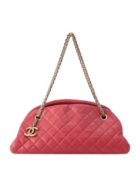 Chanel Red leather quilted Mademoiselle bowling bag