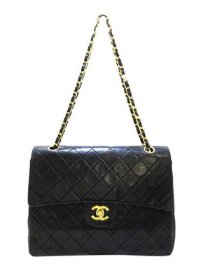 Chanel Black lambskin leather quilted Double Flap bag