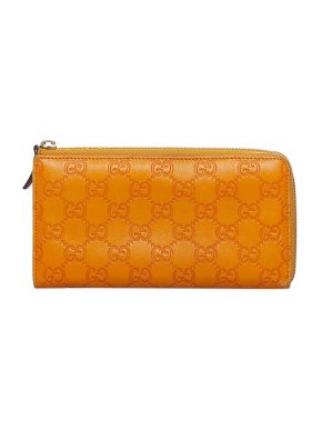 Orange Guccissima leather zip-around long wallet