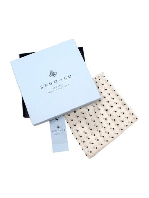 Begg & Co Black & white polka-dot cashmere pocket square