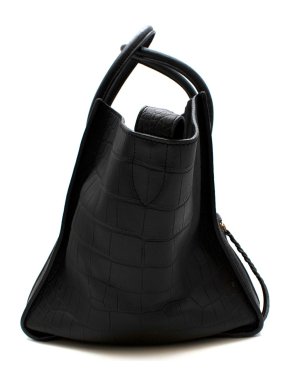 Celine Medium Croc Embossed Phantom Luggage Tote