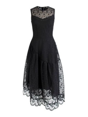 Simone Rocha Black Floral Embroidered Tulle Dress with Slip
