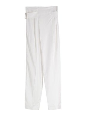 Victoria Beckham White Satin Belted Pants