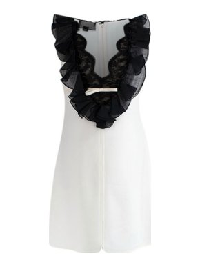 Giambattista Valli ivory crepe lace trimmed dress