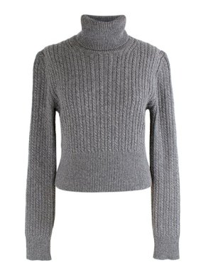 Dolce & Gabbana Grey Roll Neck Crop Jumper