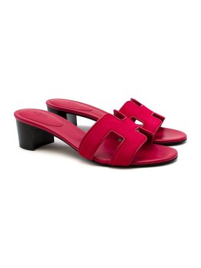 Hermes Fuchsia Ponyhair Oasis Sandals
