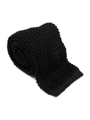 Hermes Black Silk Knitted Square Tie