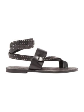 Saint Laurent Culver Studded Wraparound Leather Sandals