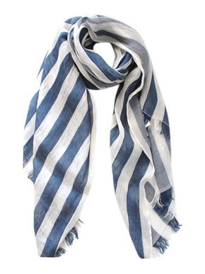 MaxMara Blue & white linen-blend scarf