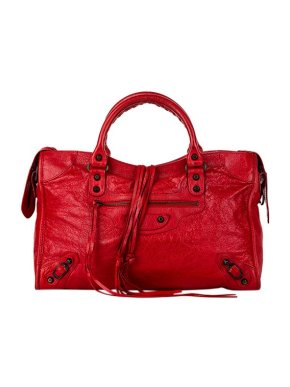 Balenciaga Red lambskin leather Motocross Classic City bag