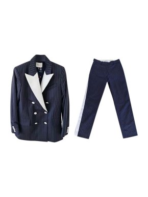 Racil Navy pinstripe peak lapel jacket & trousers