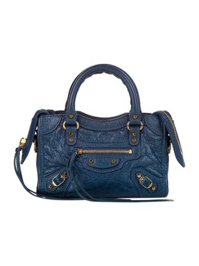 Balenciaga Blue leather nano Motocross Classic City bag