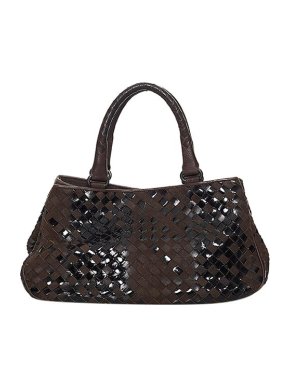 Bottega Veneta Smooth & Patent Intrecciato Leather Handbag