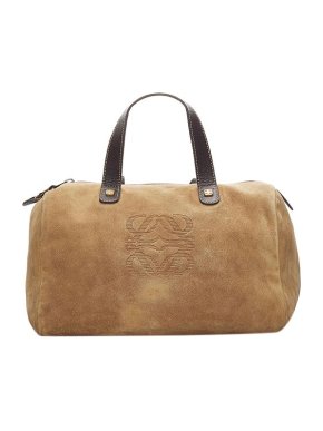 Loewe Vintage tan suede Anagram embossed bag