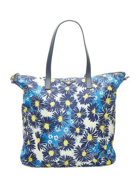 Prada Blue floral nylon Tessuto Stampato tote bag