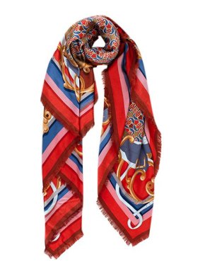 Fendi Silk Printed Karligraphy Scarf