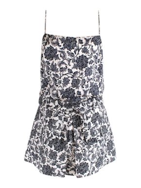 Zimmermann Black & ivory toile print silk-satin camisole & linen skirt