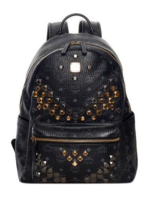 MCM Black Visetos leather studded Stark backpack