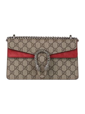 Gucci GG Supreme canvas & red suede Dionysus bag