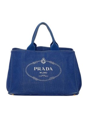 Prada Blue canvas Canapa Logo tote bag